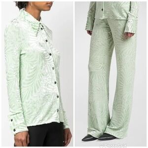 Jil Sander Floral Velvet Jacquard Straight-Leg Trousers + Floral Velvet Shirt